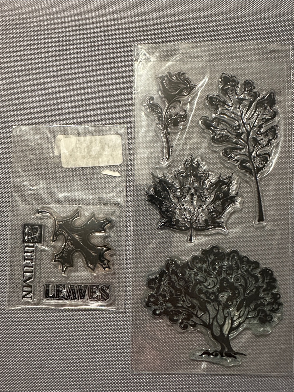 Clear Rubber Stamps - Oak Leaves & Tree Designs - Black